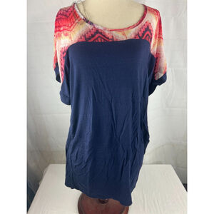 Women’s Three Season Maternity Short Sleeve Stretchy Pullover Top Size L Navy